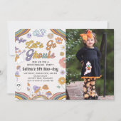 Ghost Halloween Groovy Verjaardag Let's Go Ghouls Kaart (Voorkant)