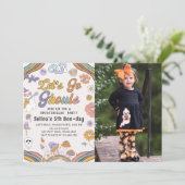 Ghost Halloween Groovy Verjaardag Let's Go Ghouls Kaart (Staand voorkant)