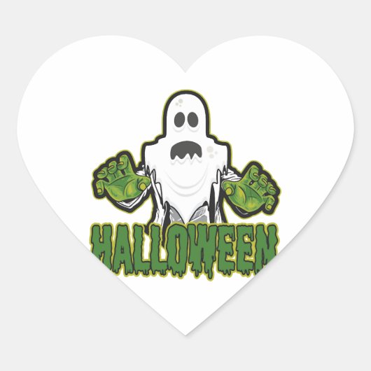 Ghost Halloween Hart Sticker (Voorkant)