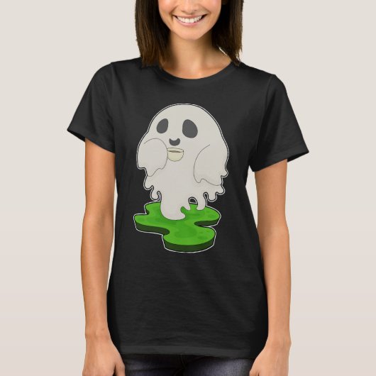 Ghost Halloween Koffie T-shirt (Voorkant)
