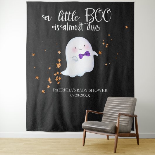 Ghost Halloween Little Boo Baby shower Backdrop Wandkleed (In situ)