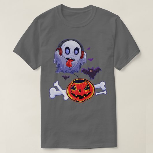 Ghost Halloween Mannen kinderen Muziek Pumpkin Hal T-shirt (Design voorkant)