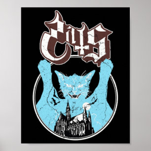 Ghost Halloween Meow Cat Friend Rock Ghost Poster
