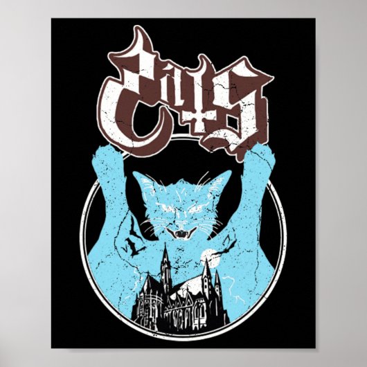 Ghost Halloween Meow Cat Friend Rock Ghost Poster (Voorkant)