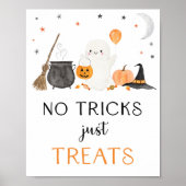 Ghost Halloween No Tricks behandelt alleen gebaren Poster (Voorkant)
