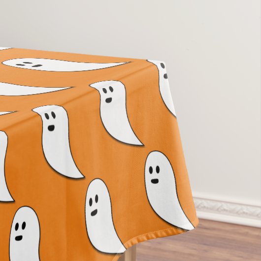 Ghost Halloween oranje wit schattig patroon Tafelkleed (Voorbeeld)