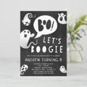 Ghost Halloween Party Invitation - Lets Boogie Kaart (Staand voorkant)