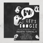 Ghost Halloween Party Invitation - Lets Boogie Kaart (Voorkant / Achterkant)