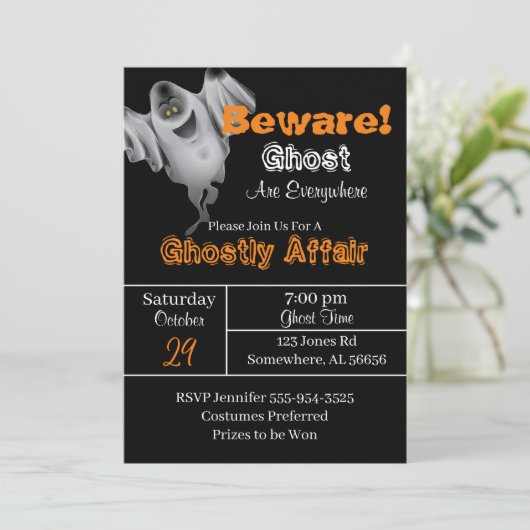 Ghost Halloween Party Kaart (Staand voorkant)