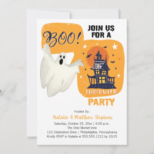 Ghost Halloween Party Kaart (Voorkant)