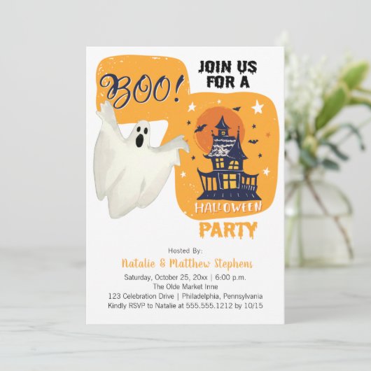 Ghost Halloween Party Kaart (Staand voorkant)