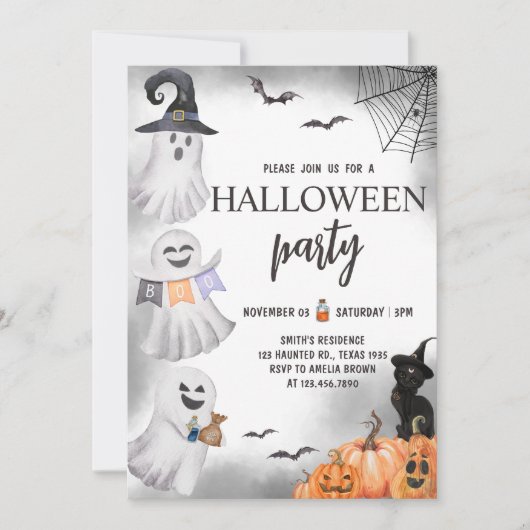 Ghost Halloween Party Kaart (Voorkant)