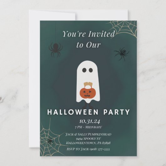 Ghost Halloween Party uitnodiging (Voorkant)