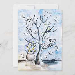 Ghost Halloween Print Feestdagenkaart