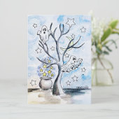 Ghost Halloween Print Feestdagenkaart (Staand voorkant)