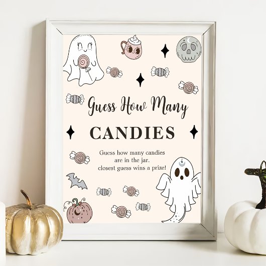 Ghost Halloween Raad hoeveel Snoepjes spel Poster