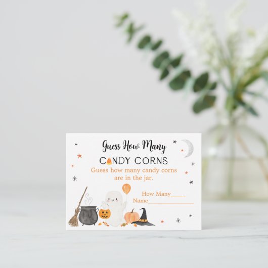 Ghost Halloween raad hoeveel snoepkernen spelen Informatiekaartje (Staand voorkant)