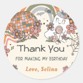 Ghost Halloween Retro Groovy Verjaardag Ronde Sticker (Voorkant)