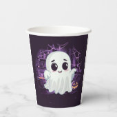 Ghost Halloween Schattigee Illustratie Papier cup Papieren Bekers (Achterkant)