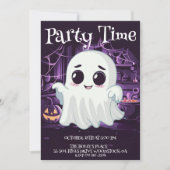 Ghost Halloween Schattigee illustratie uitnodiging (Voorkant)