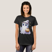Ghost Halloween Schattigee Lavendar Paarse Bougie T-shirt (Voorkant volledig)