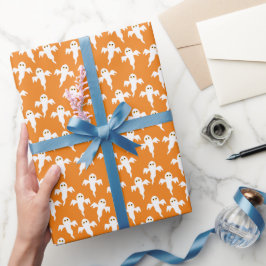 Ghost Halloween Sinaasappel Cadeaupapier