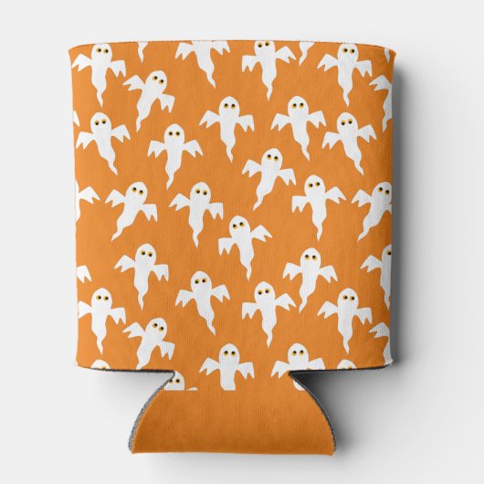 Ghost Halloween Sinaasappel en wit Blikjeskoeler (Achterkant)