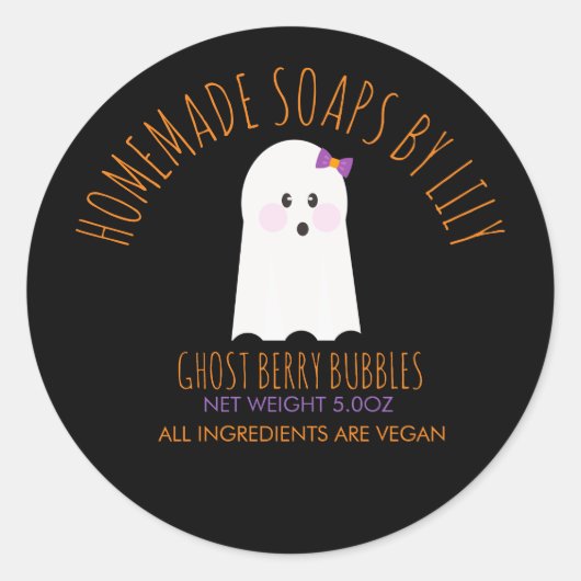 Ghost Halloween Soap Homemade Business Ronde Sticker (Voorkant)