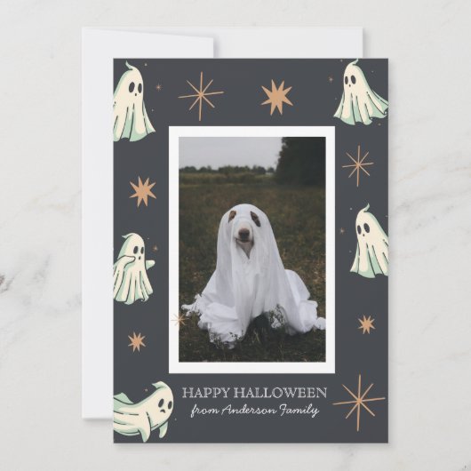 Ghost Halloween Spooktacular Familie Foto  Feestdagenkaart (Voorkant)