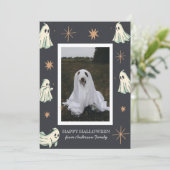Ghost Halloween Spooktacular Familie Foto  Feestdagenkaart (Staand voorkant)