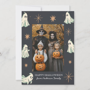 Ghost Halloween Spooktacular Family Foto Feestdagenkaart