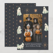 Ghost Halloween Spooktacular Family Foto Feestdagenkaart (Voorkant / Achterkant)
