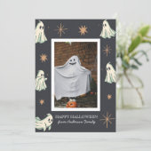 Ghost Halloween Spooktacular gezinsfoto  Feestdagenkaart (Staand voorkant)