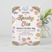 Ghost Halloween Spooky One Groovy 1e Verjaardag Kaart (Staand voorkant)