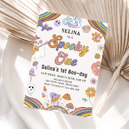 Ghost Halloween Spooky One Groovy 1e Verjaardag Kaart