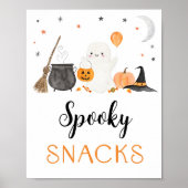 Ghost Halloween Spooky Snacks Party Sign Poster (Voorkant)