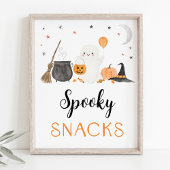 Ghost Halloween Spooky Snacks Party Sign Poster
