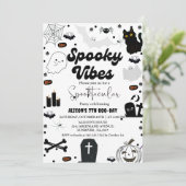 Ghost Halloween Spooky Vibes Retro Groovy Verjaard Kaart (Staand voorkant)