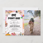 Ghost Halloween Spooky Vibes Retro Groovy Verjaard Kaart (Voorkant)