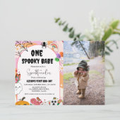 Ghost Halloween Spooky Vibes Retro Groovy Verjaard Kaart (Staand voorkant)