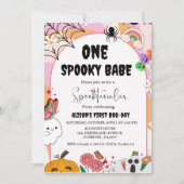 Ghost Halloween Spooky Vibes Retro Groovy Verjaard Kaart (Voorkant)