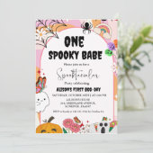 Ghost Halloween Spooky Vibes Retro Groovy Verjaard Kaart (Staand voorkant)