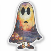 Ghost Halloween Sticker (Voorkant)