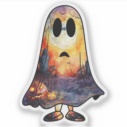 Ghost Halloween Sticker (Voorkant)