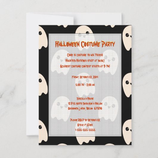 Ghost Halloween Uitnodiging (Voorkant)