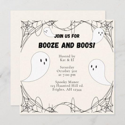 Ghost Halloween Uitnodiging (Voorkant / Achterkant)