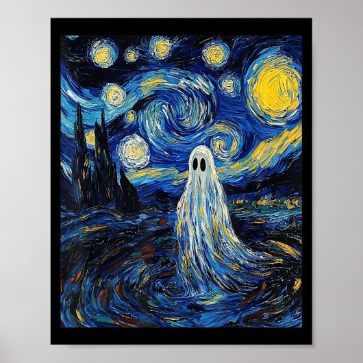 Ghost Halloween - Van Gogh Style - Starry Night  Poster (Voorkant)