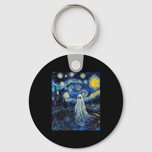 Ghost Halloween - Van Gogh Style - Starry Night Sleutelhanger (Voorkant)