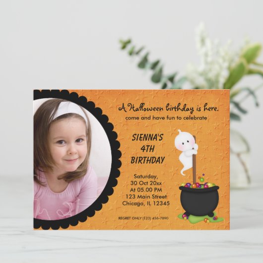 Ghost Halloween Verjaardag Kaart (Staand voorkant)