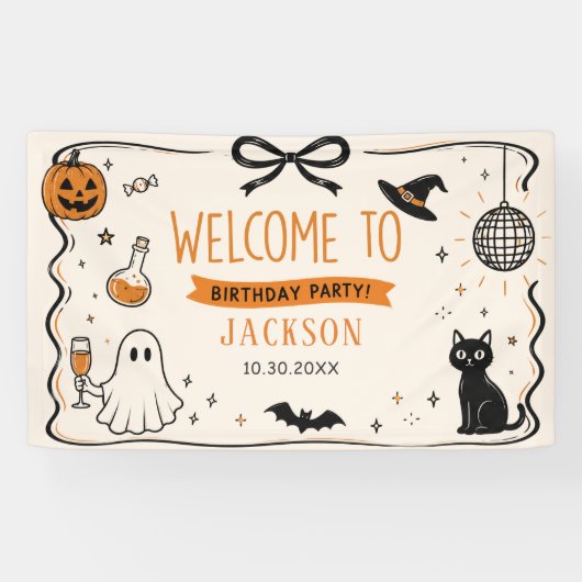 Ghost Halloween Verjaardag Spandoek (Horizontaal)